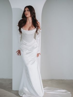 The ‘Temptress’ gown with sleeves by Corston Couture